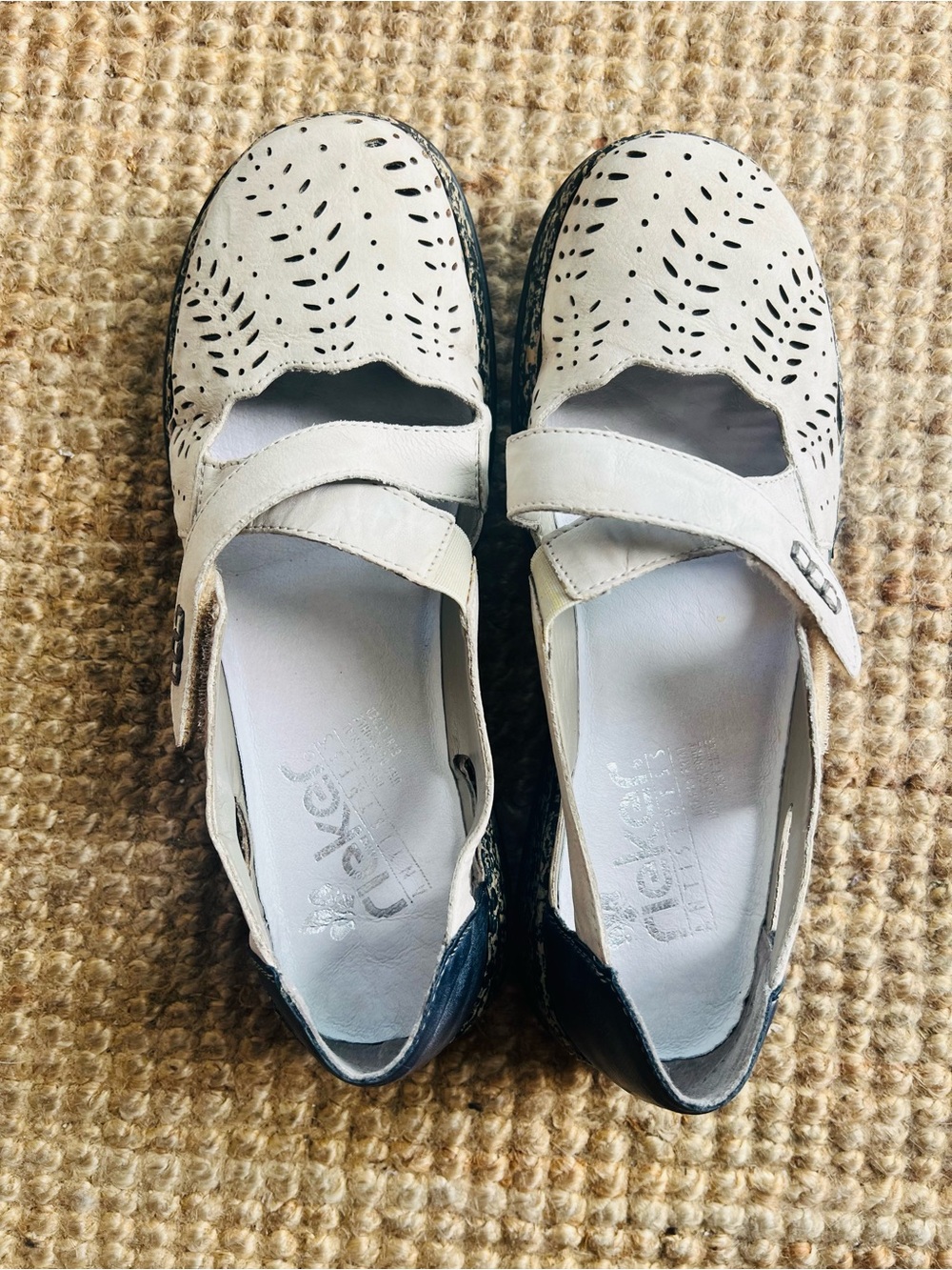 Rieker White Perforated Mary Jane Comfort Shoes